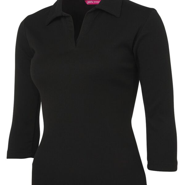 JB's Ladies 3/4 Sleeve Polo Black 8 Thumbnail