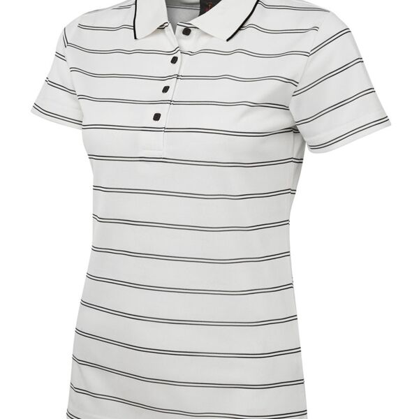 Podium Ladies Alt Stripe Polo Cream/Black 8 Thumbnail