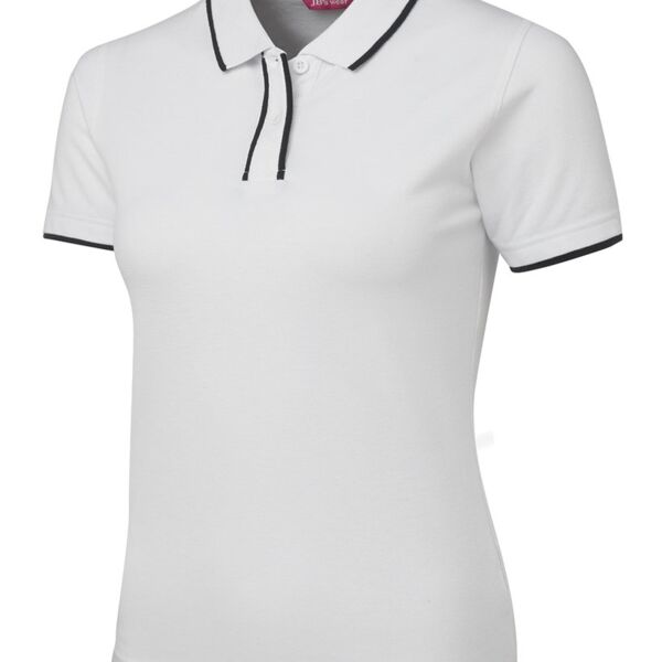 JB's Ladies Twin Pipe Polo Black/White 8 Thumbnail