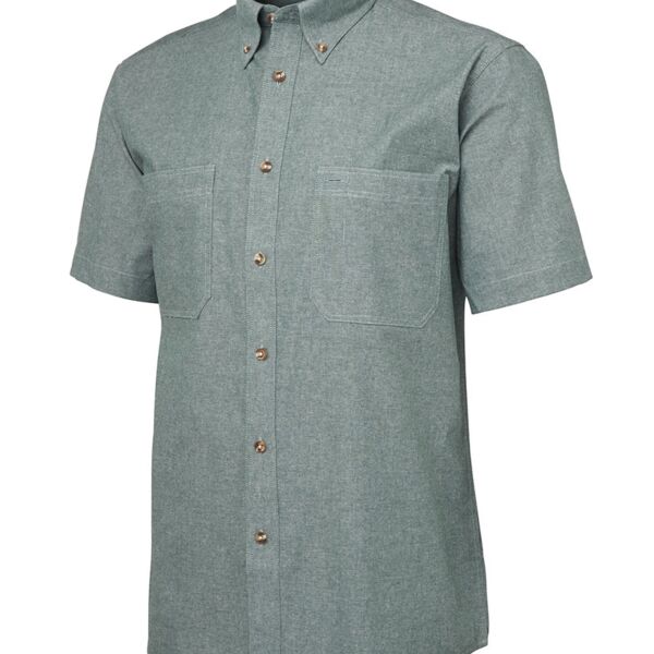 JB's S/S Cotton Chambray Shirt Green/Chambray S Thumbnail