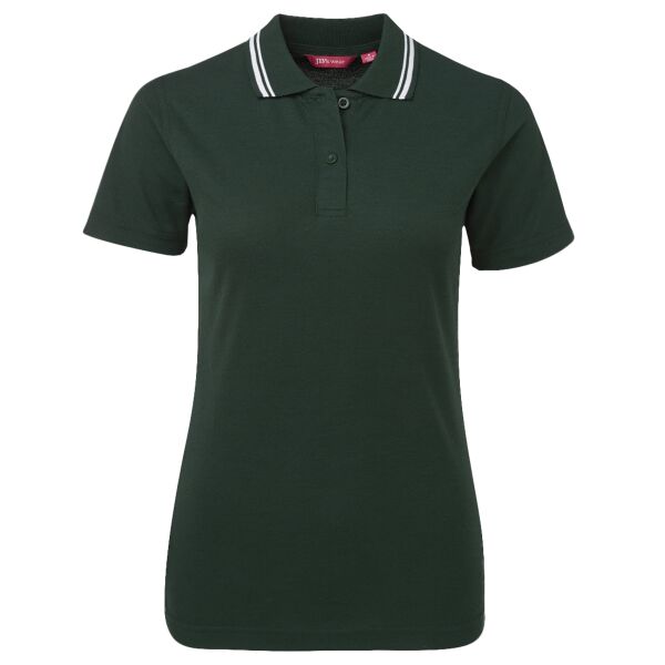 JB's Ladies Fine Knit Polo Bottle/White 6 Thumbnail