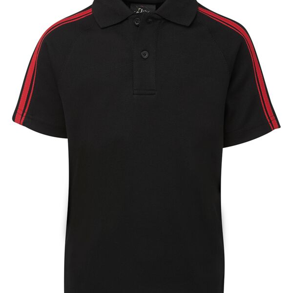 Podium Dual Stripe Polo Black/Red 4 Thumbnail