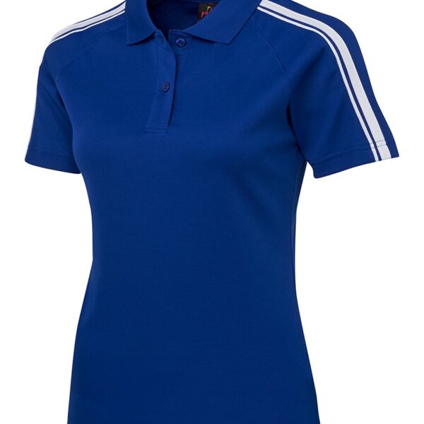 Podium Ladies Dual Stripe Polo Black/Red 6 Thumbnail
