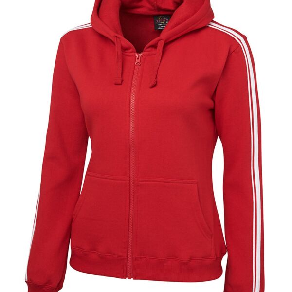 Pdm Ladies P/C Dual Stripe F/Z Black/red 6 Thumbnail