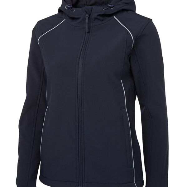 JB's Ladies Hooded Soft Shell Black/Silver 6 Thumbnail